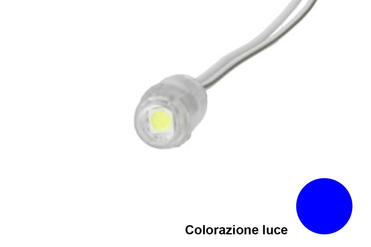 Lampa Kit 4 LED Incasso Blu - 5mm, 12V, Per Interni Ed Esterni, Alta Luminosità