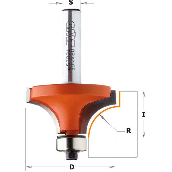 Fraise de défonceuse carbure profils 1/4 rond guide à billes diamètre 27  mm, queue 6 mm ❘ Bricoman