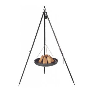 Trépied de barbecue avec grille suspendue, brasero avec grille pivotante  réglable en hauteur, brasero en métal, trépied et chaîne réglable, brasero