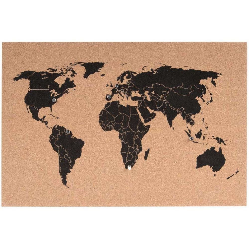 La carte du monde à pins - Mappemonde avec du liège pour épingler