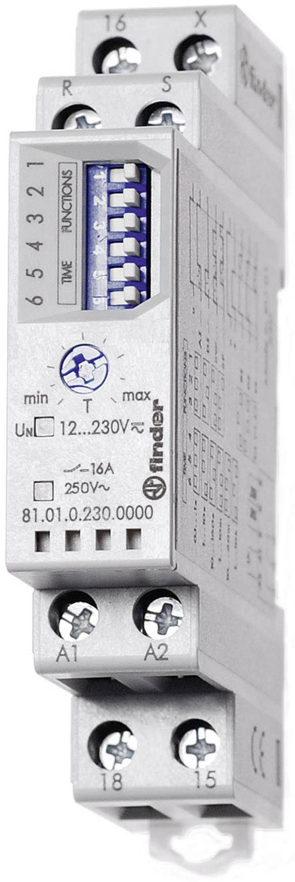 Relè temporizzatore FINDER 81.01.0.230 campo tempo 0,1s-10h 12-230V AC/DC  16A, no parte 380611
