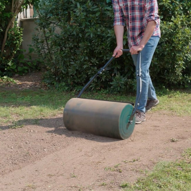 Rouleau à gazon en métal pour pelouse - Tambour de roulement pour sol  extérieur avec poignée ergonomique - Outil de rouleau de pelouse robuste  pour