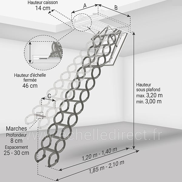 Échelle d'escalier multiposition 3 x 6 marches - 3,85 m