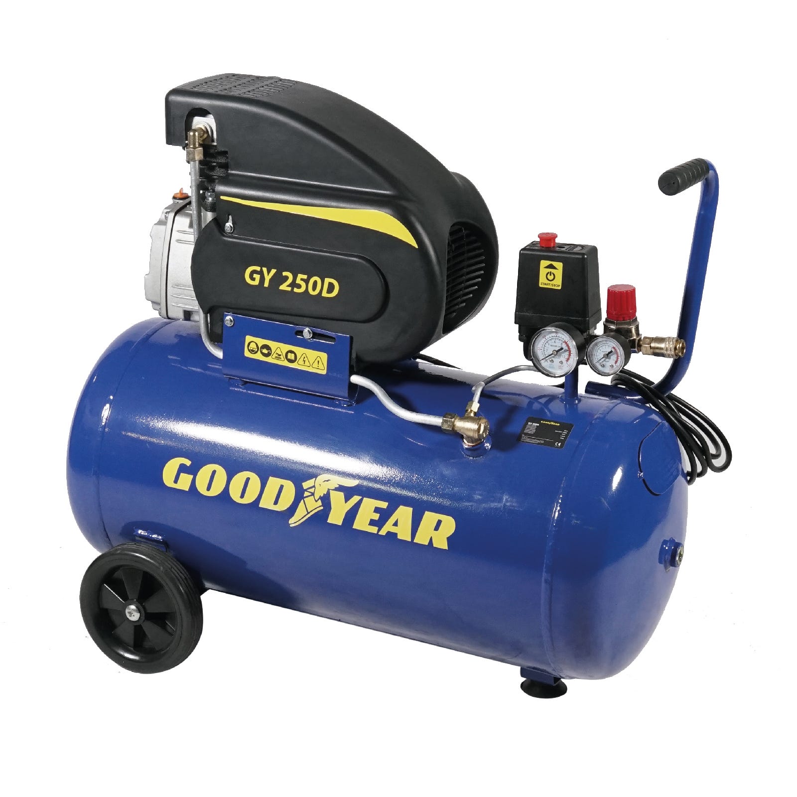 Goodyear - Compresor de Aire 50 Litros. Capacidad de Aspiración 210  litros/minuto. 2.800 rpm. Presión Nominal 8 bares/115 PSI. Protección  Sobrecarga.