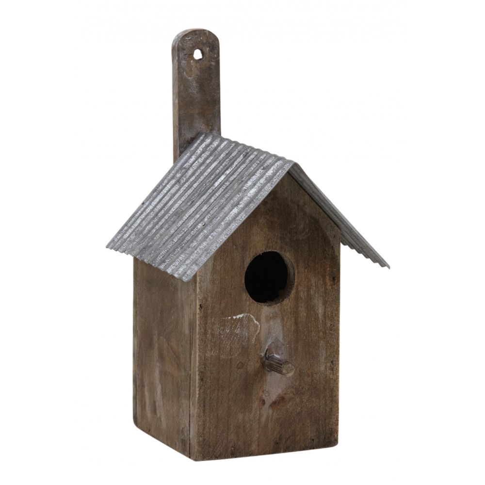 Casa para pájaros de madera y zinc