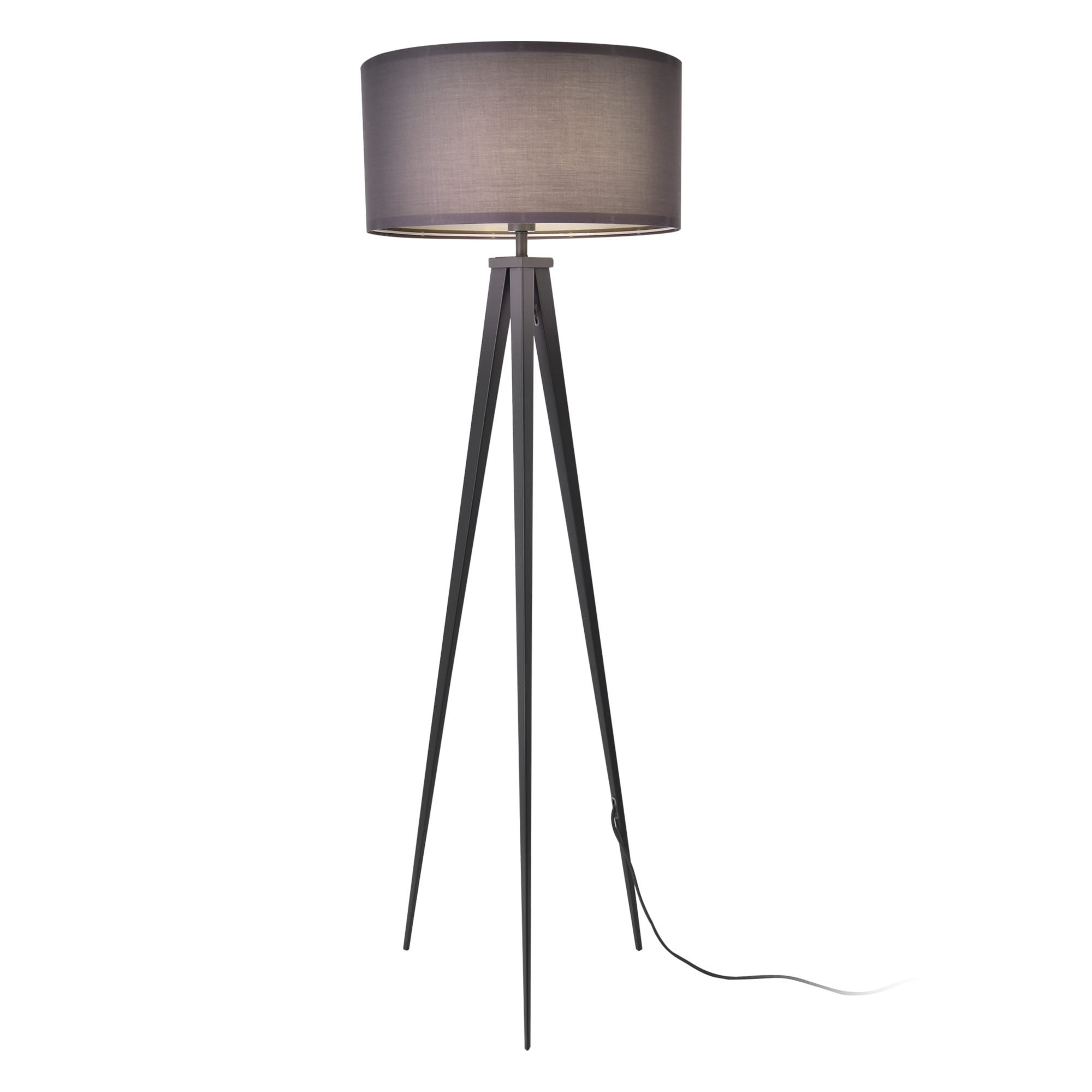 Lampadaire Trépied Moderne Stylé Lampe Sur Pied Design E27 Métal Textile  Hauteur 153 Cm Gris Foncé [lux.pro]