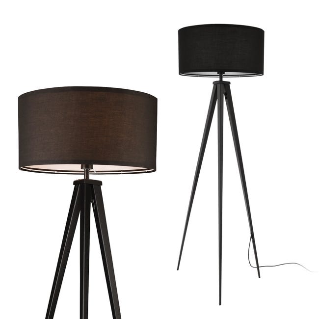 lux.pro] lampadaire lampe à pied avec abat-jour métal et tissu noir 161 cm  - Conforama