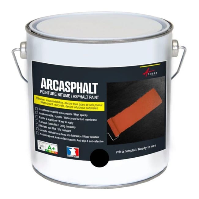 Peinture Bitume Goudron Enrobe Arcasphalt Noir 3 75 Kg Pour 7 5m2 En 2 Couches Arcane Industries Leroy Merlin