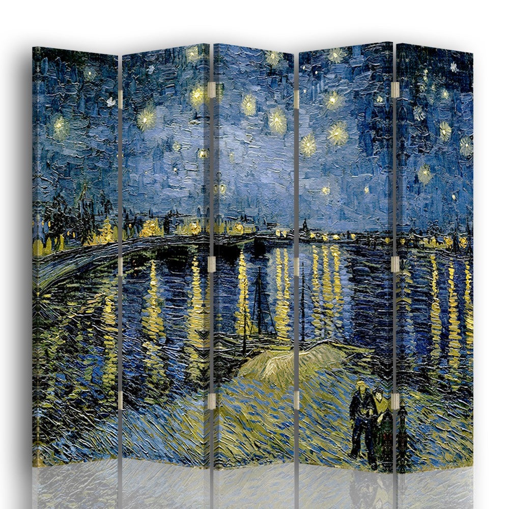 Paravento - Separè Notte Stellata Sul Rodano cm. 180x170 (5 pannelli)