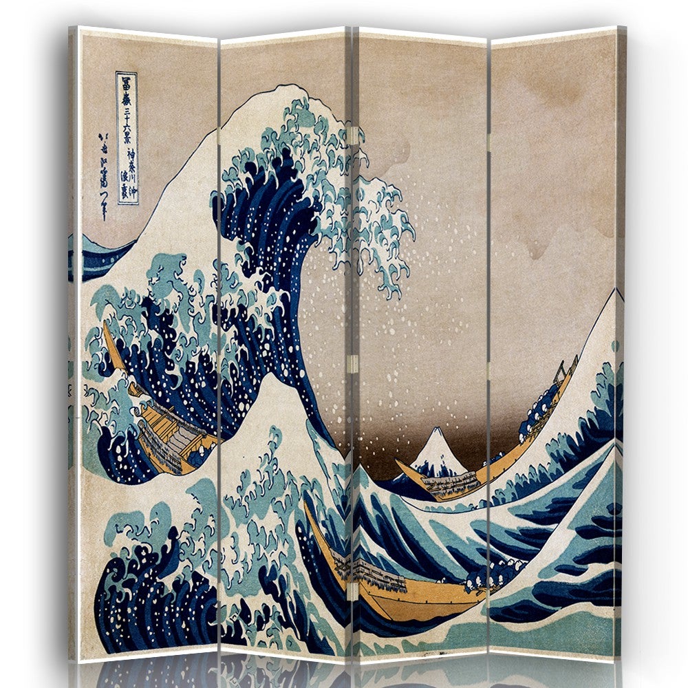 Paravent La Grande Vague de Kanagawa - K. Hokusai cm 145x170 (4x