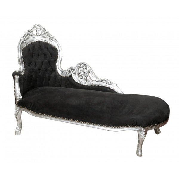 Sillón barroco biscottini 155x76x98 cm   sillas luis xvi antiguas   estilo francés   sillón dormitorio negro