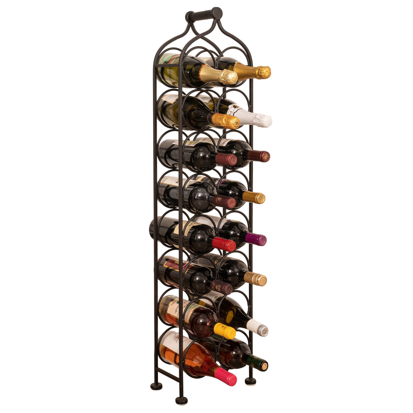 Porta Bottiglie Vino in ferro battuto, 8 bott. |Porta Bottiglie da terra  Metallo per Cantina, Sala da Pranzo, Cucina|Porta Bottiglie appoggiato a  muro