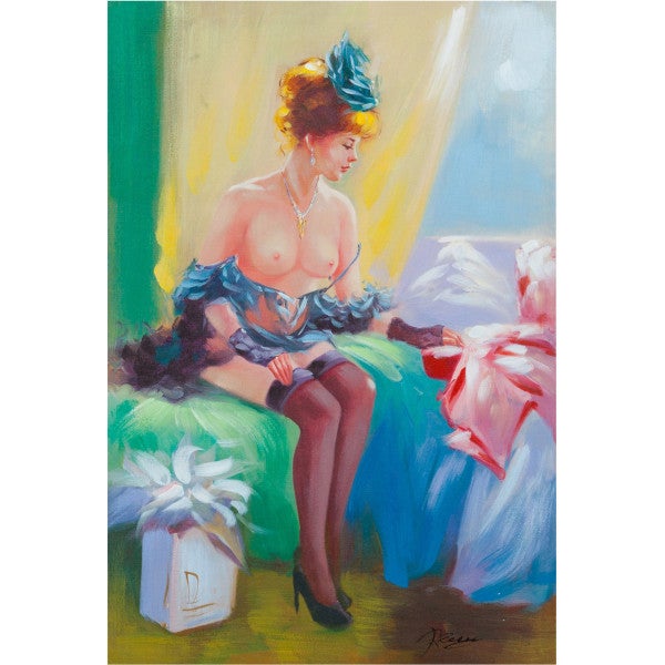 Biscottini óleo sobre lienzo 60x3x90 cm | cuadros de mujeres pintados a mano | cuadro en lienzo