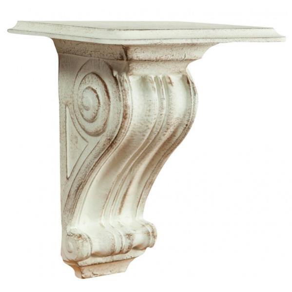 REPISA DE PARED DE MADERA ACABADO BLANCO ENVEJECIDO 59X13X14 CM