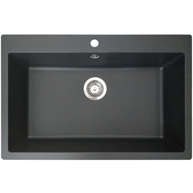 Sierra fregadero 1 cuenca grande solamente 76x50 en resina negra | Leroy Merlin fregadero grande exterior
