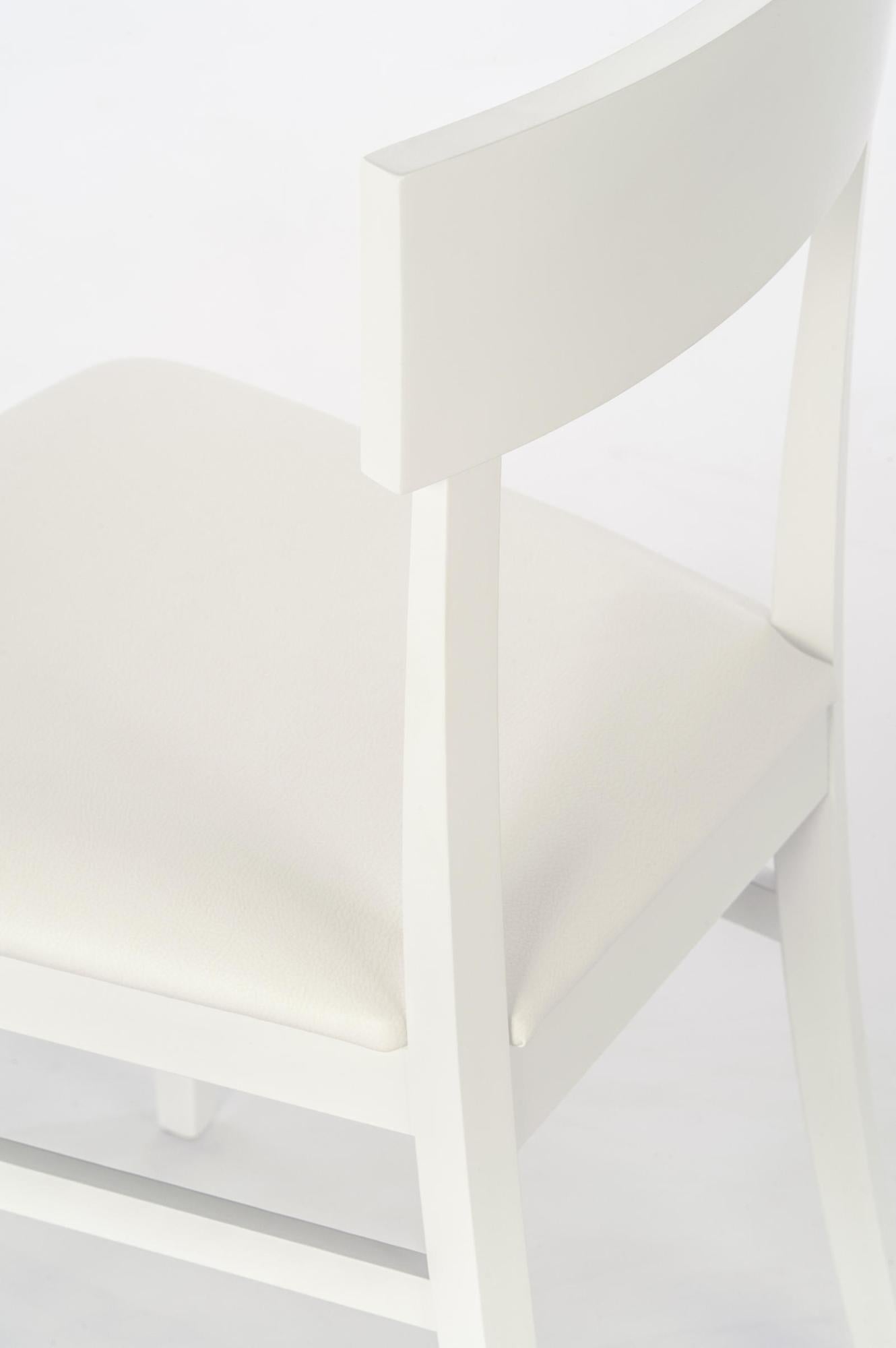 Sgabello Da Bar CLP Elmore I, Rivestito In Similpelle Bianca, Base In Metallo Bianco Opaco, Regolabile In Altezza 58-78 Cm