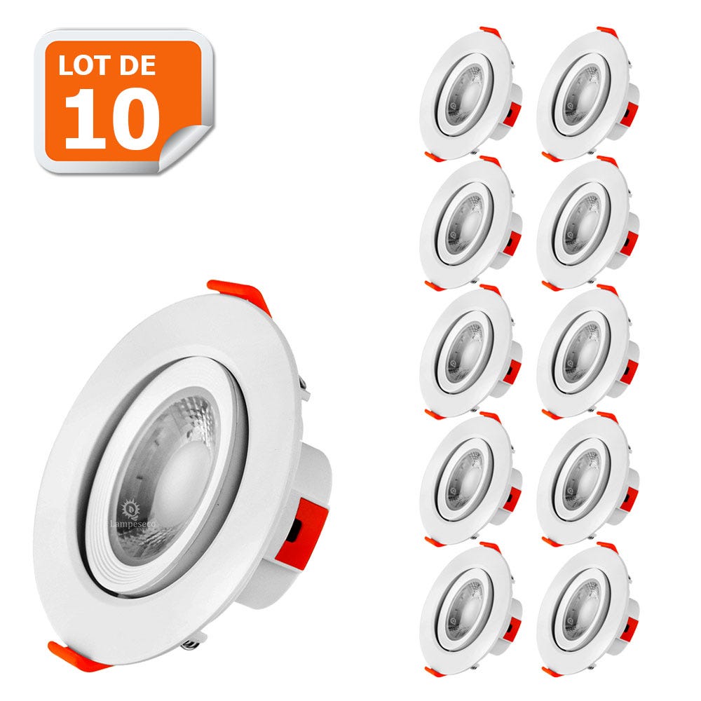 Lot de 10 Spot Encastrable LED Downlight Panel Extra-Plat 3W Blanc Neutre  4200-4500K