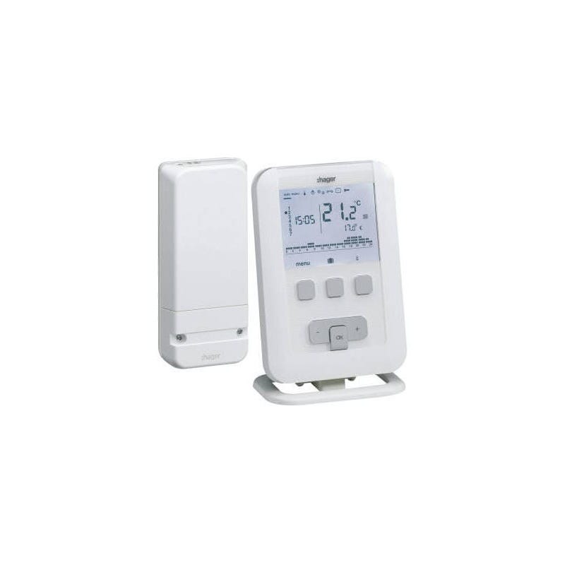 Thermostat ambiance électronique en saillie pour chauffage électrique avec  entrée fil pilote 230V HAGER 25513