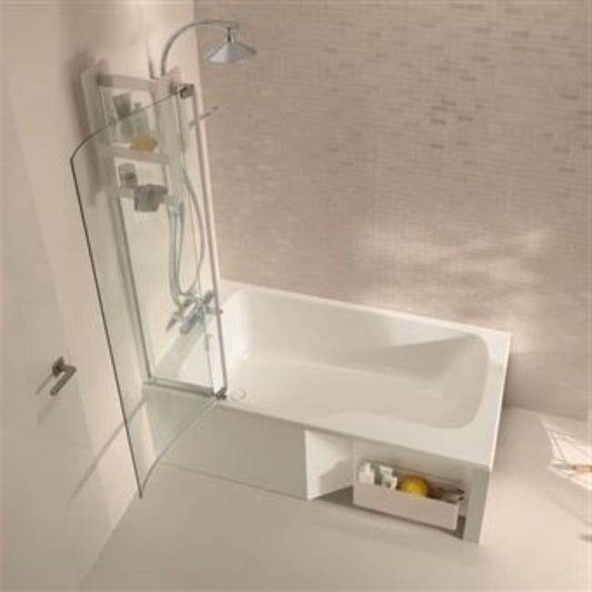 Baignoire bain douche JACOB DELAFON Neo 170 x 90 gauche + pare bain +  tablier + étagère