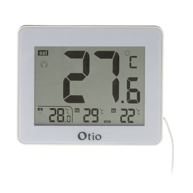 thermomètre avec sonde filaire intérieur/extérieur blanc - OTIO - le Club
