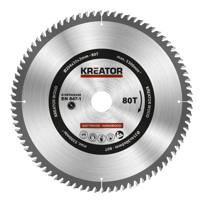 Kreator KRT020429 Disco de sierra madera 254mm 80 dientes | Leroy Merlin