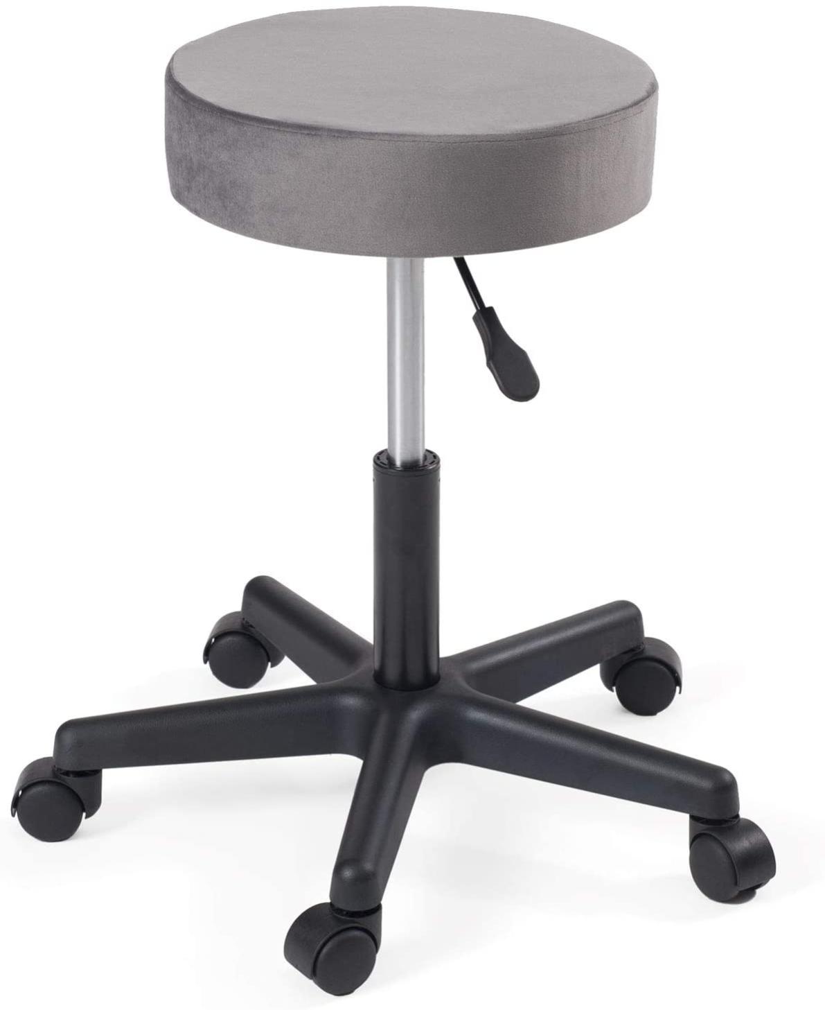 Tabouret à roulettes hauteur réglable YÉ (velours Gris) | Leroy Merlin
