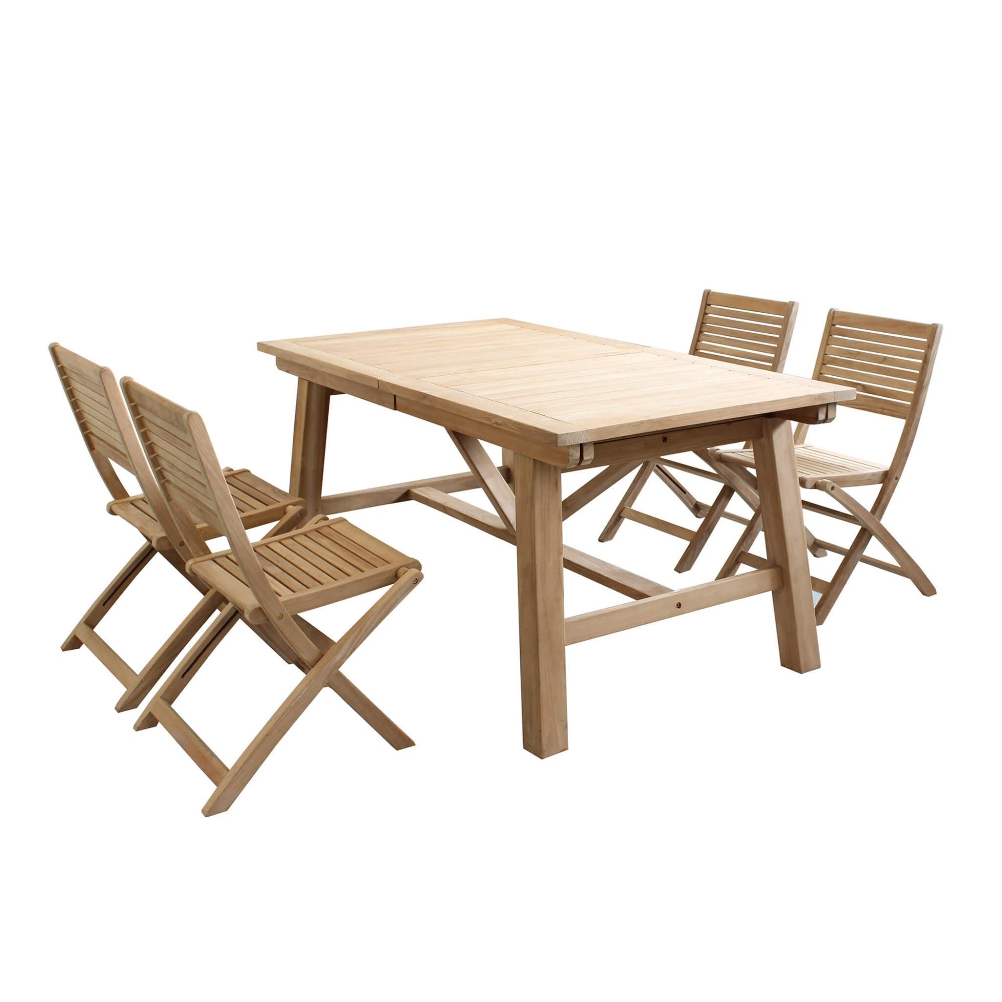 Set Tavolo Allungabile E 4 Sedie Da Giardino TRIUMPHUS – Struttura In Alluminio, Piano In Polywood, Colore Taupe. Dimensioni Tavolo 180/240x100x73h, Seduta 58x58x89h.