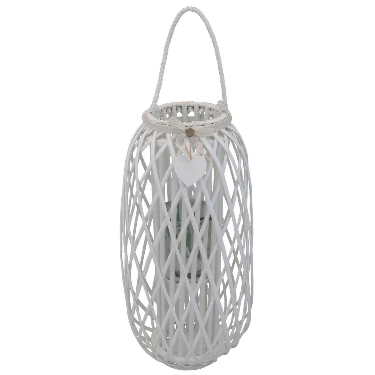 Lanterna In Vimini E Vetro Grigia - Per Interni Ed Esterni, Portico, Giardino, Diametro 24cm - Foto 2