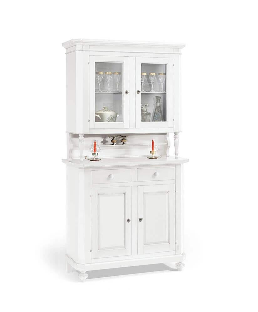 Milani Home Vetrina In Legno Tinta Noce 105x42x205 - 2 Ante In Vetro E 2 Cassetti Per Salotto