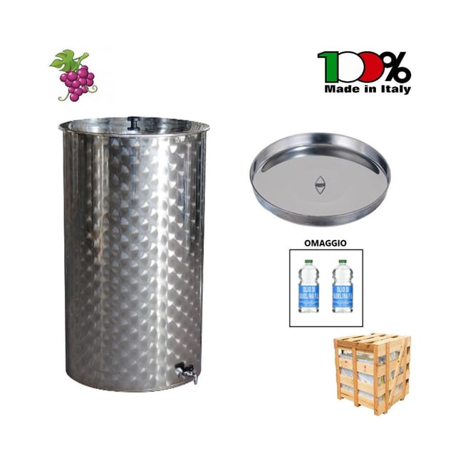contenitore in acciaio inox 300 lt per vino con galleggiante ad olio e rubinetto leroy merlin