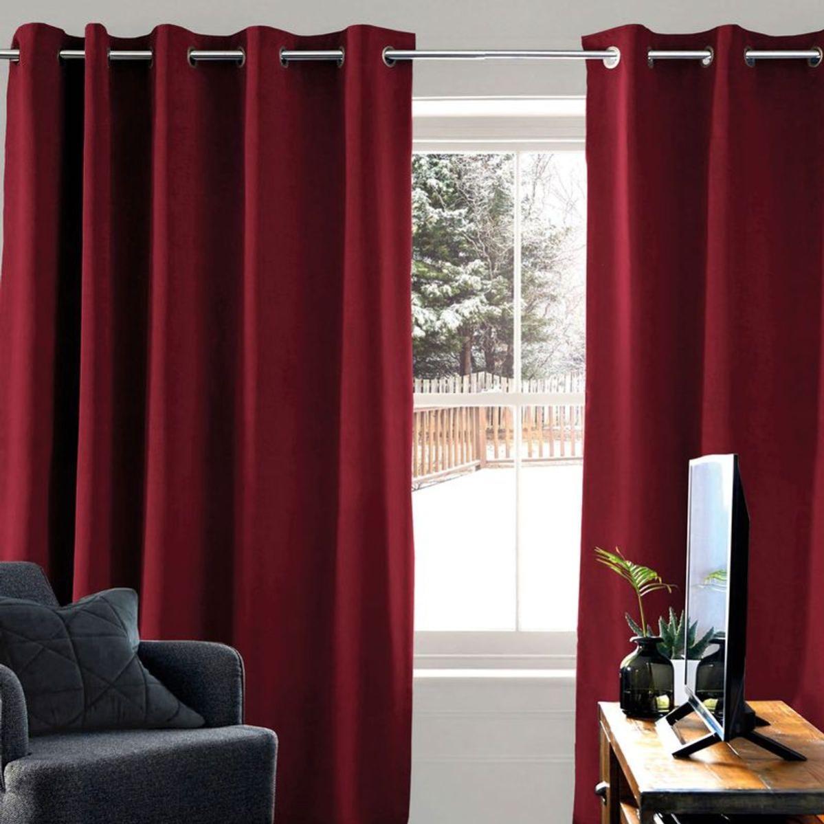 Moondream Tenda Anti-Rumore, Isolamento 3 in 1 Acustico/Termico/Oscurante, Tecnologia Brevettata, Oeko-Tex®, Rosso - Granata, 140 x 300 (LxH) cm, Occhiello (1 Tenda