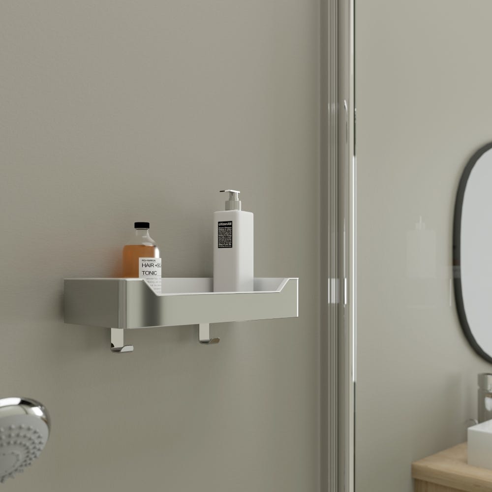 Étagère noire en aluminium tablette moderne pour salle de bains
