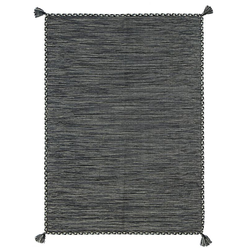 Sahara Tapis 100 Coton Tisse Et Tresse Gris 160x230 Leroy Merlin