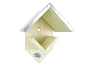 Relaxdays Mini maison d'oiseau, Déco pour suspendre, Bois non traité,  balcon, Petite maisonnette, 16,5x12x9,5cm, naturel