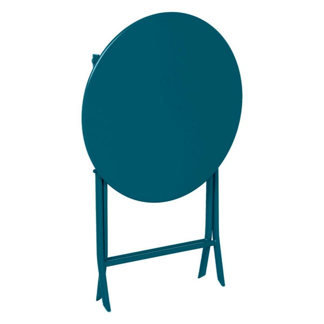 Table ronde 4 personnes en 110 cm bleu canard ronde de cuisine bleu canard  pieds chêne de fabrication francaise