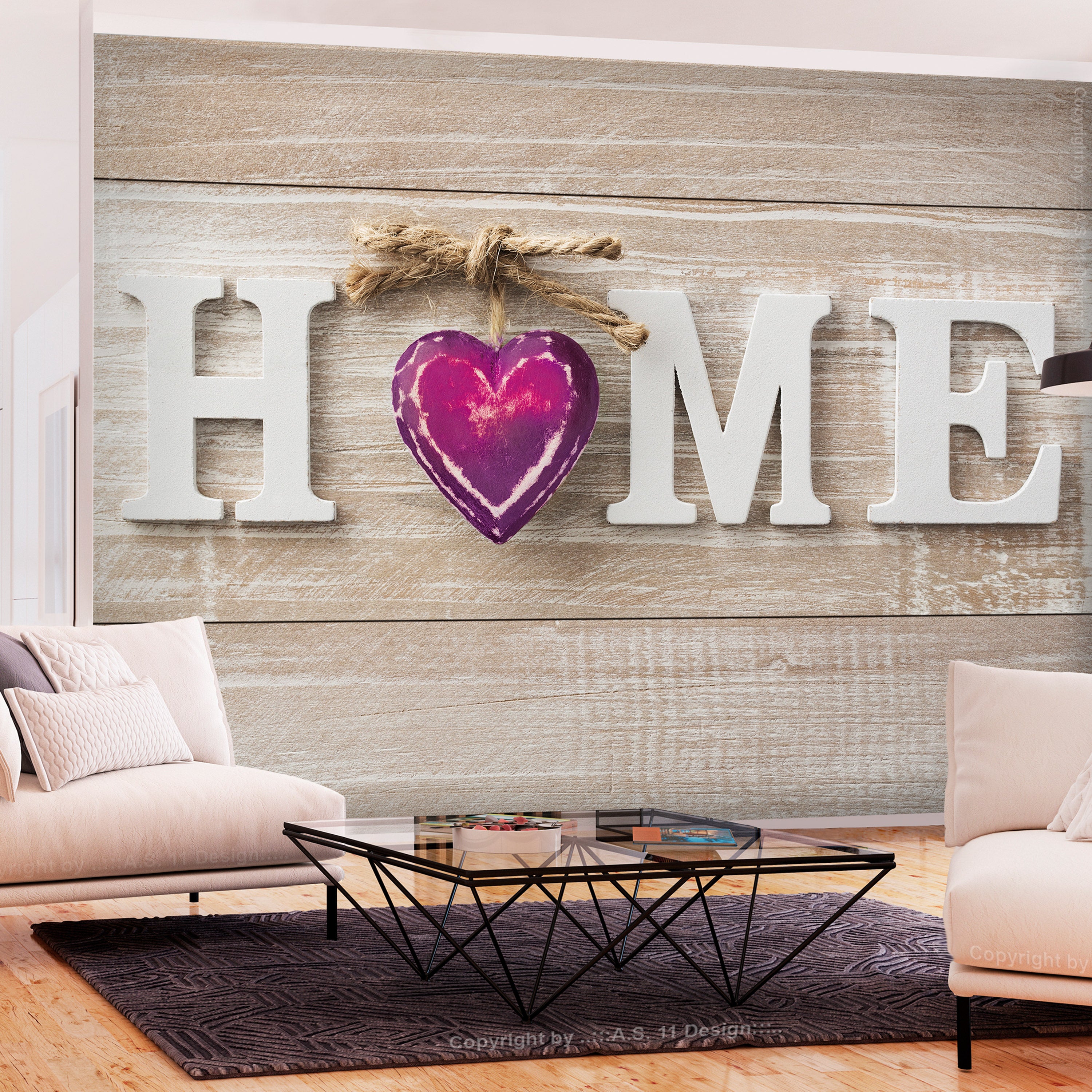 Fotomurale Adesivo - Home Heart (violet) - 245x175