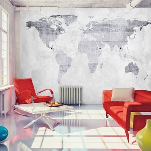 Fotomurale Adesivo - Retro Continents (grey) - 343x245