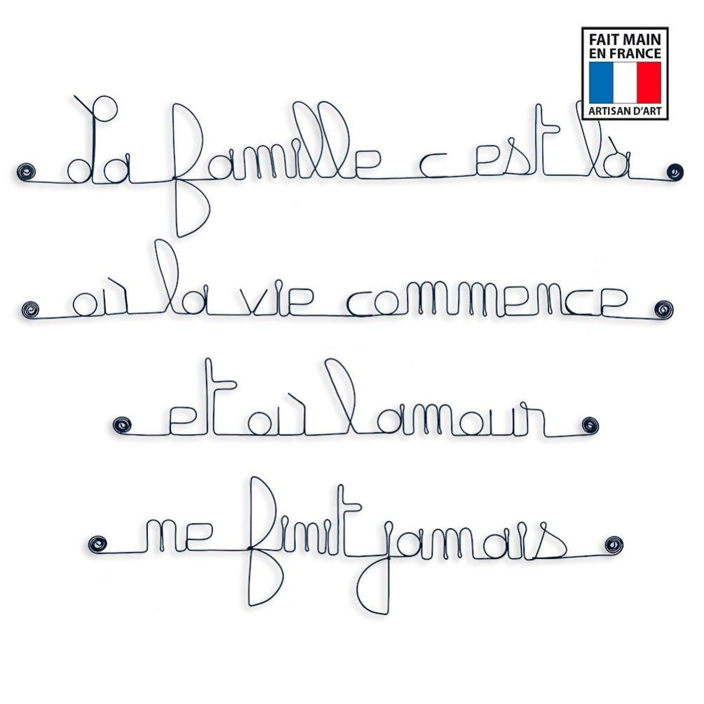 Citation La Famille C Est La Ou La Vie Commence Et Ou L Amour Ne Finit Jamais Decration Murale Artisanale En Fil De Leroy Merlin