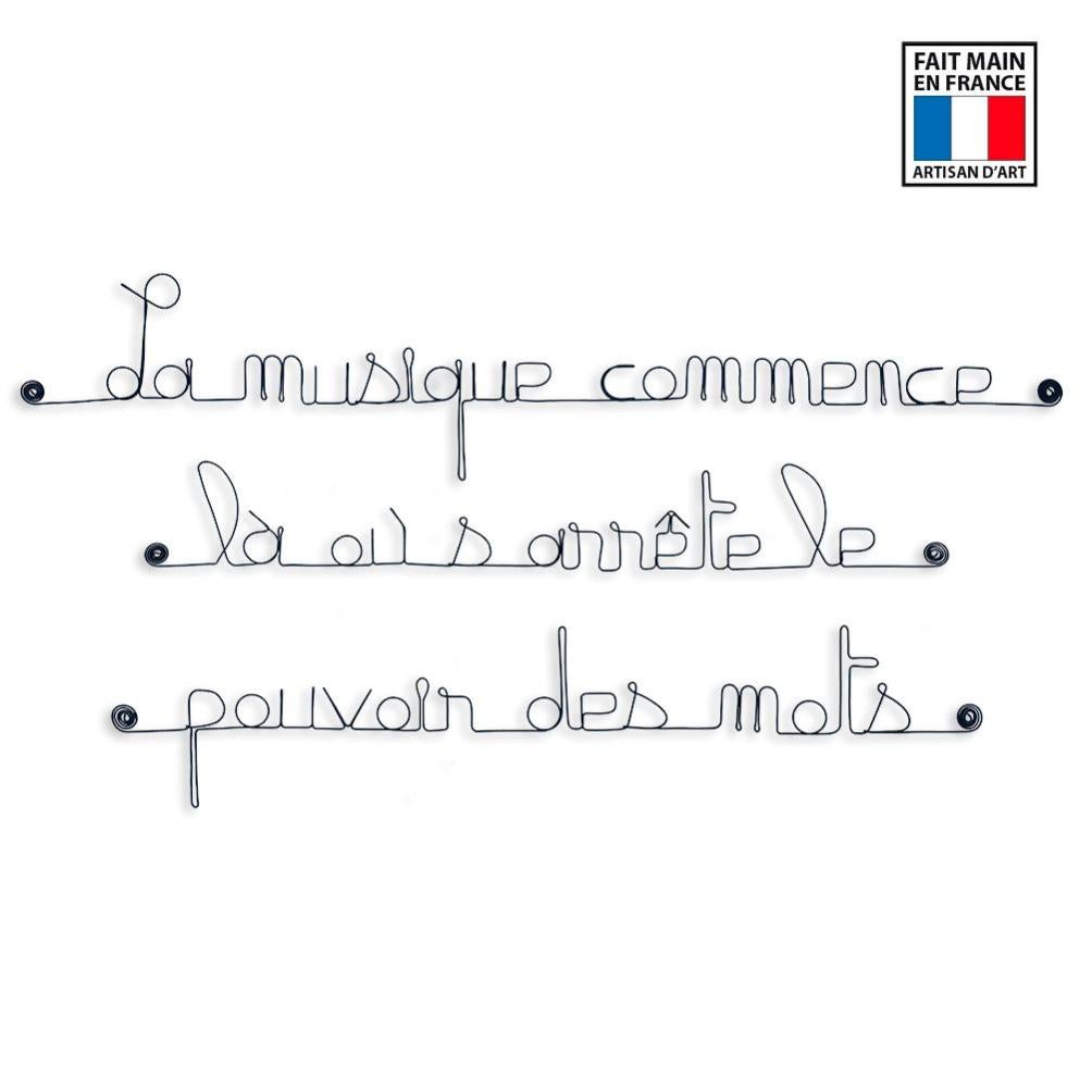Citation La Musique Commence La Ou S Arrete Le Pouvoir Des Mots Decration Murale Artisanale En Fil De Fer Leroy Merlin