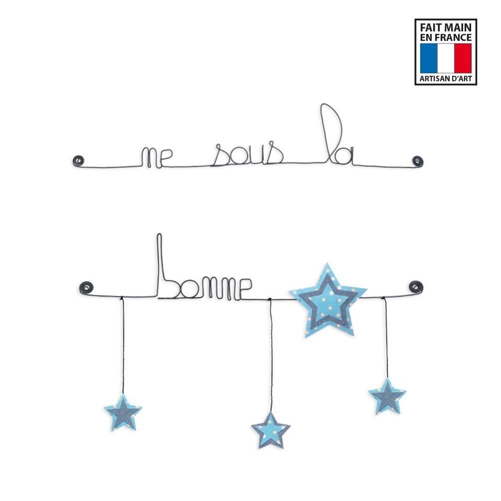 Citation Couleur Etoile Bleu Ne Sous La Bonne Etoile Decoration Murale Artisanale En Fil De Fer Leroy Merlin