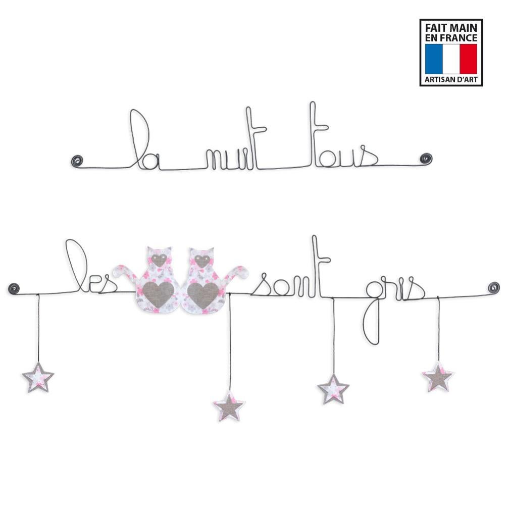 Citation Couleur Chat Rose La Nuit Tous Les Chats Sont Gris Decoration Murale Artisanale En Fil De Fer Leroy Merlin
