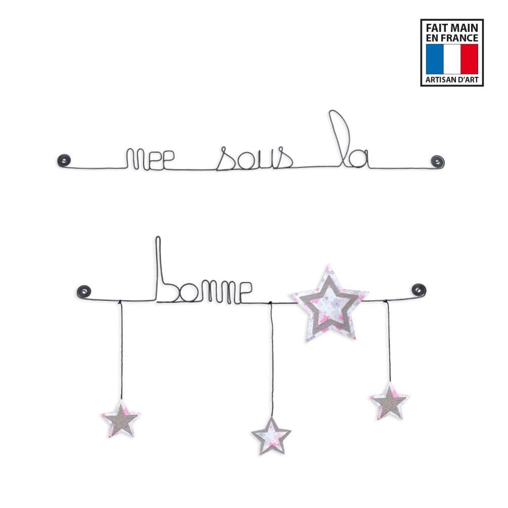 Citation Couleur Etoile Rose Nee Sous La Bonne Etoile Decoration Murale Artisanale En Fil De Fer Leroy Merlin