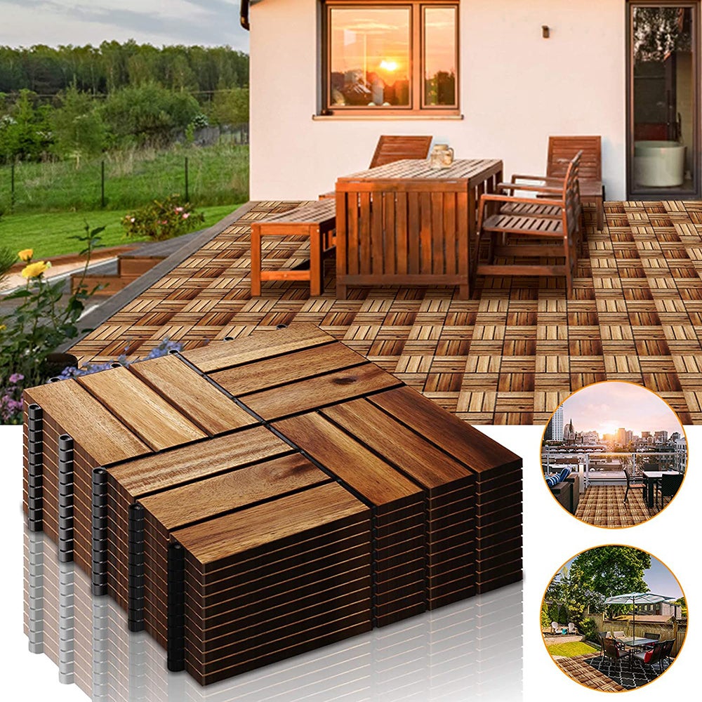 EUGAD 0010DB-2 Dalle terrasse extérieur Protection de sol clipsable pour jardin 30x30cm 22 pièces Brun 