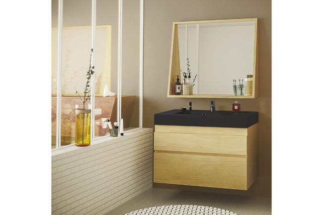 Meuble De Salle De Bain En Chene 80 Cm Ensemble Napoli Leroy Merlin