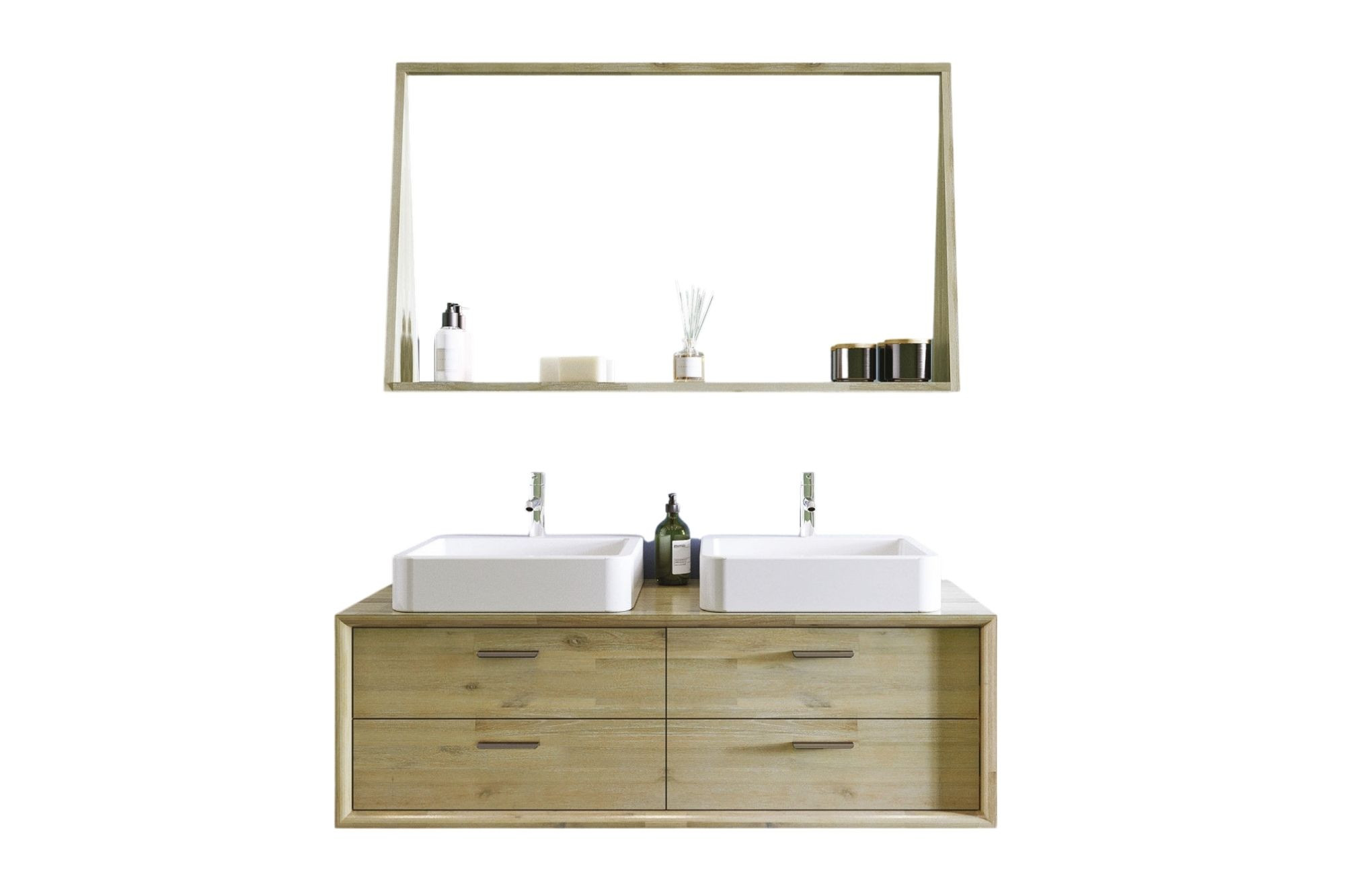 Meuble De Salle De Bain En Bois 120 Cm Ensemble Fuji Leroy Merlin