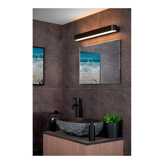 Lucide MADELON - Lámpara de pared Baño - LED - 1x18W 2700K - IP44 - Negro