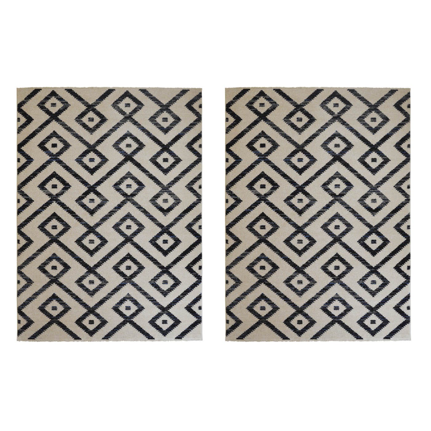 Coppia tappeti scendiletto cm.60x120 MAROQ CASABLANCA IVORY stile berbero  etnico