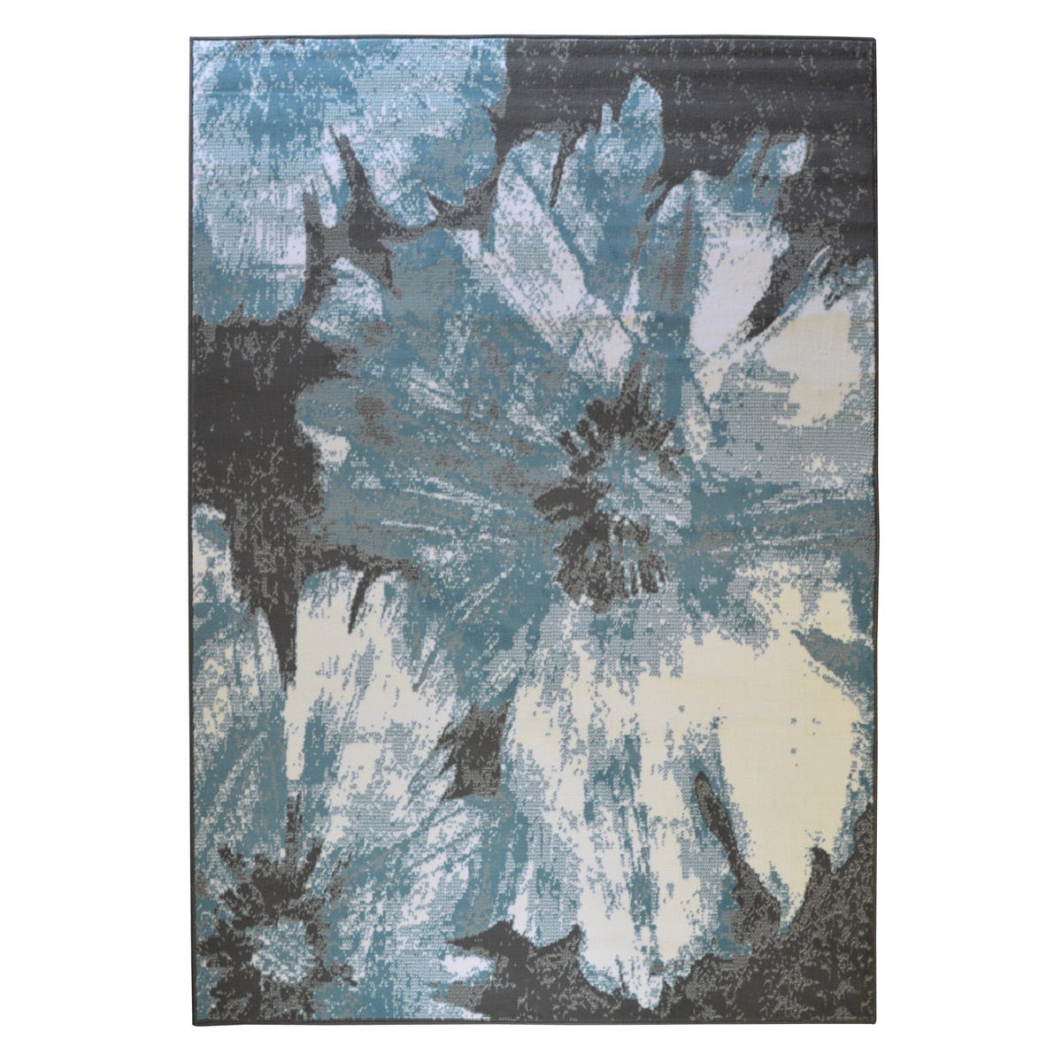 Tapis vintage Wilton peinture blanc et bleu