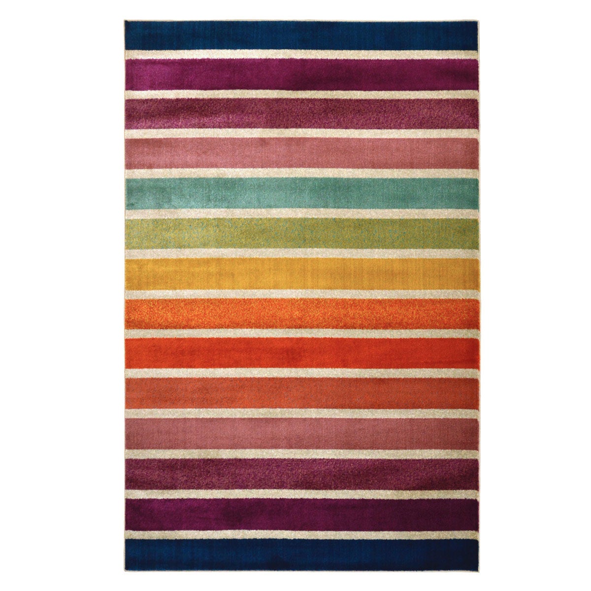 Tappeto cotone intrecciato righe multicolore 90x150