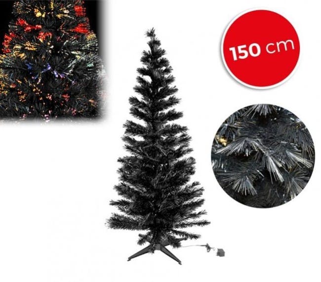 272394 Sapin De Noël Noir En Fibres Optiques Lumineuses Multicolores 272394 Sapin De Noël Noir En Fibres Optiques Lumineuses Multicolores
